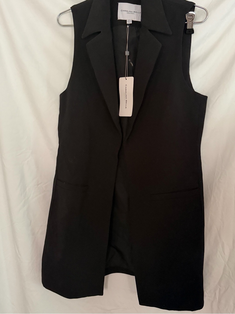 Carolina Belle Black Tailored Open-Front Vest - Picture 5 of 7
